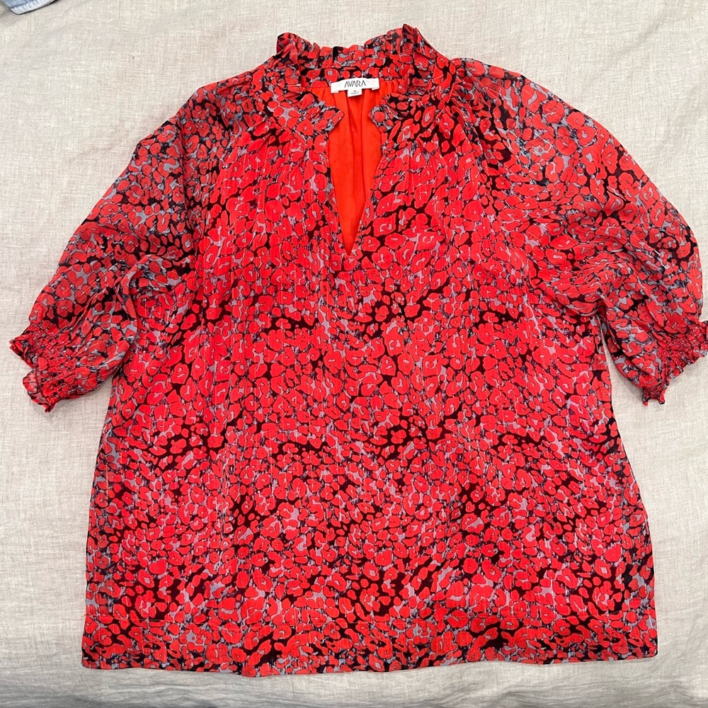 Burnt orange/ red cheetah print top